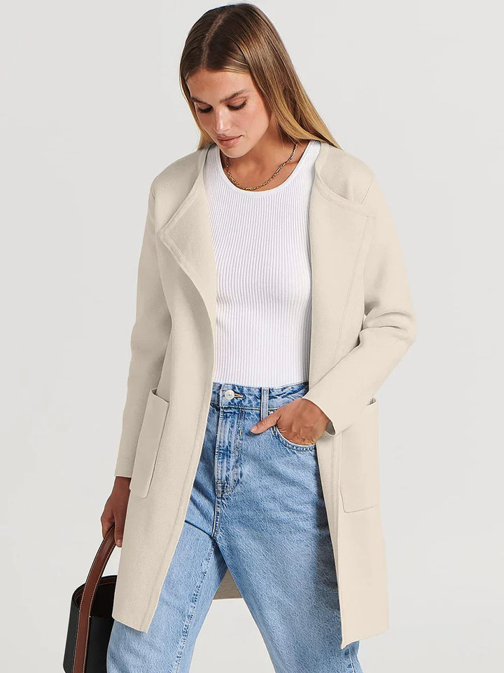 Elegant Lapel Coatigan – Sophisticated Layering Piece for Chic Styles