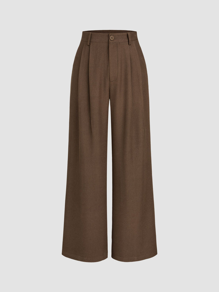 Solid Straight Wide-Leg Pants – Chic & Comfortable Fashion Essential