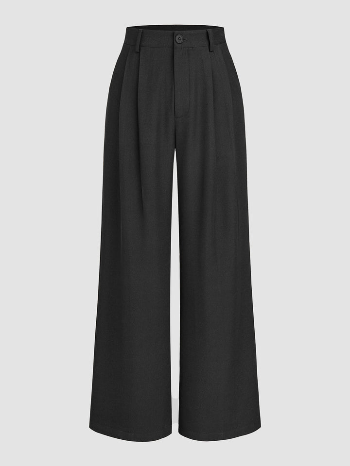 Solid Straight Wide-Leg Pants – Chic & Comfortable Fashion Essential