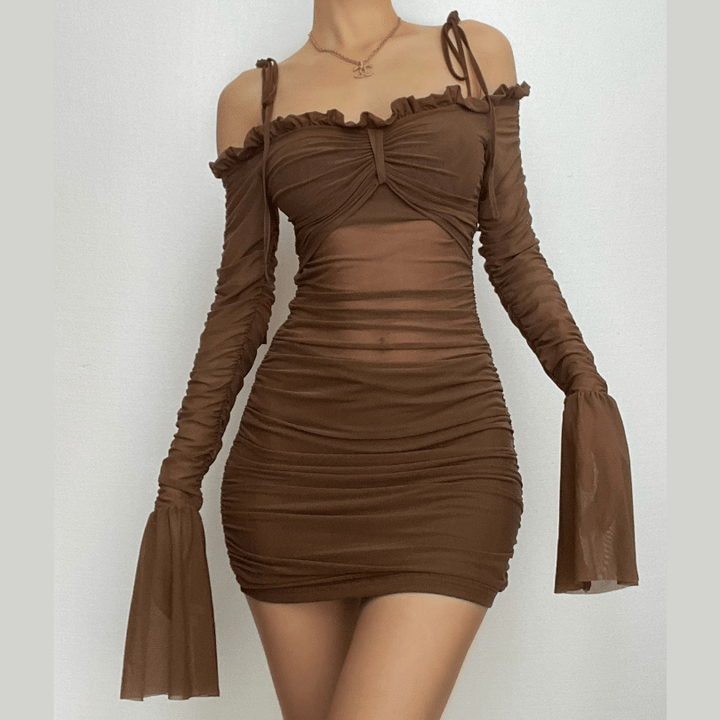 Flared Sleeve Ruffle Mini Dress – Trendy & Playful Summer Style