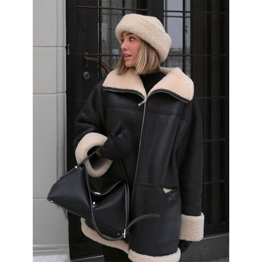 Ultimate Leather Fur Coat – Elegant & Chic Outerwear