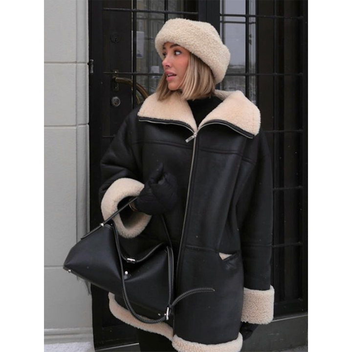 Ultimate Leather Fur Coat – Elegant & Chic Outerwear