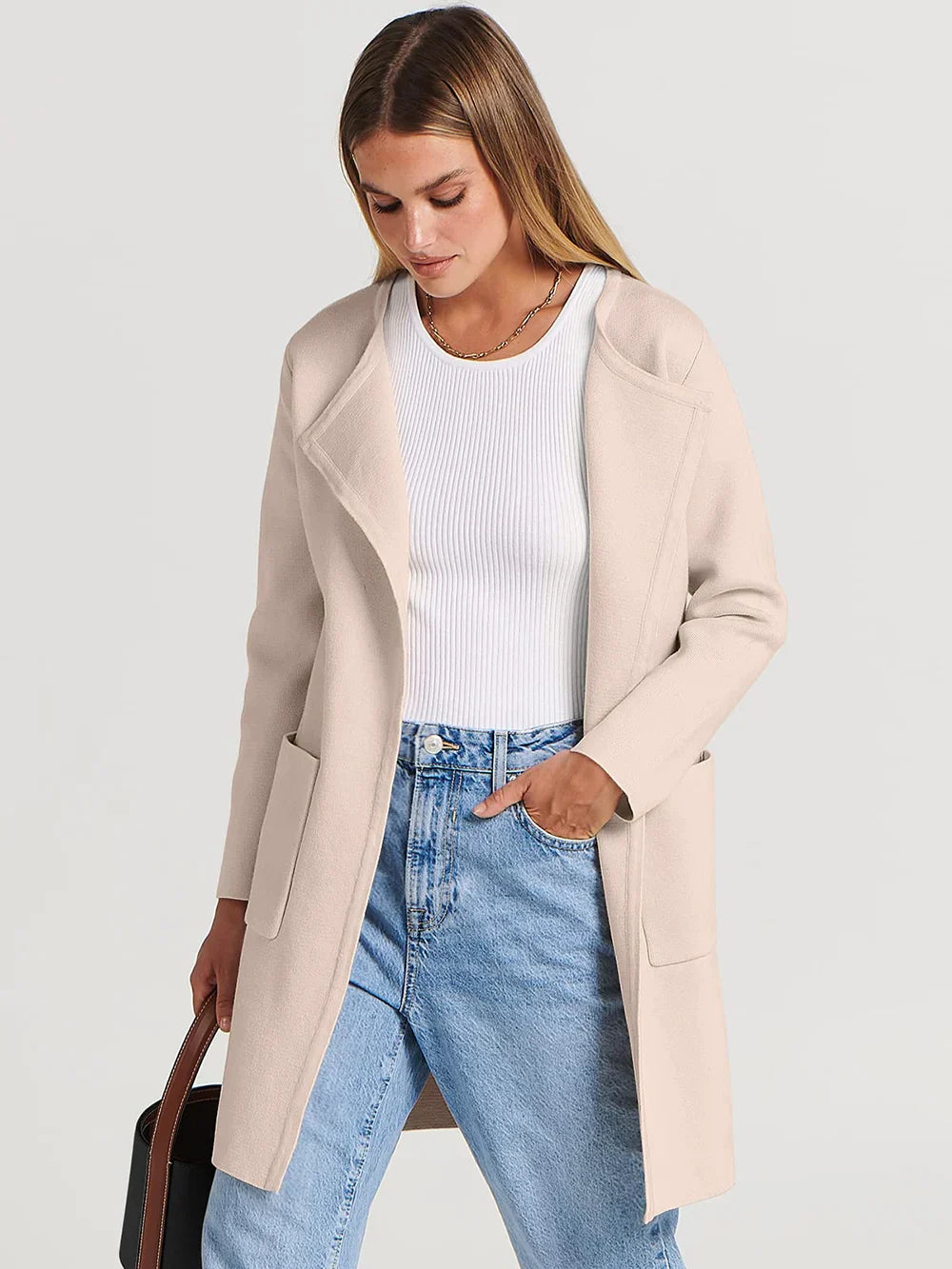 Elegant Lapel Coatigan – Sophisticated Layering Piece for Chic Styles