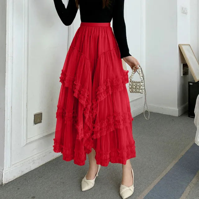 Long Pleated Carnival Skirt – Trendy & Flowing for Vibrant Celebrations