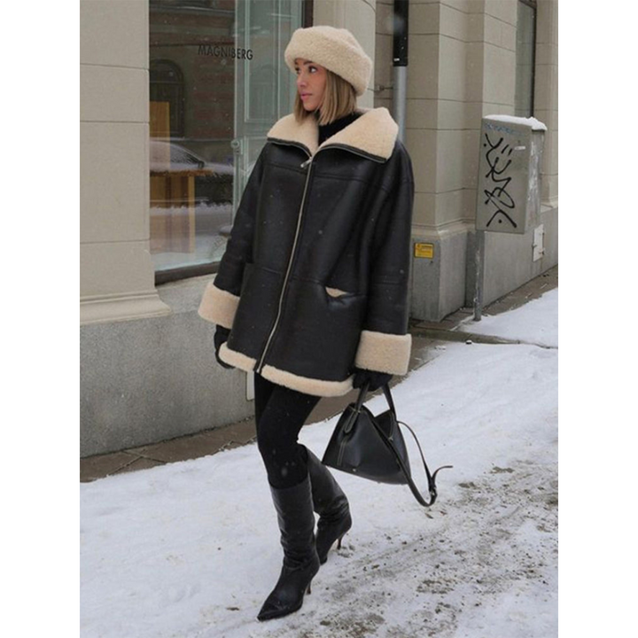 Ultimate Leather Fur Coat – Elegant & Chic Outerwear