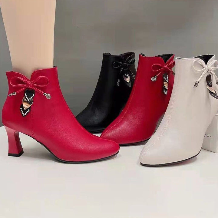 Suede Ankle Boots with Bow – Chic & Trendy Fashion Footwear