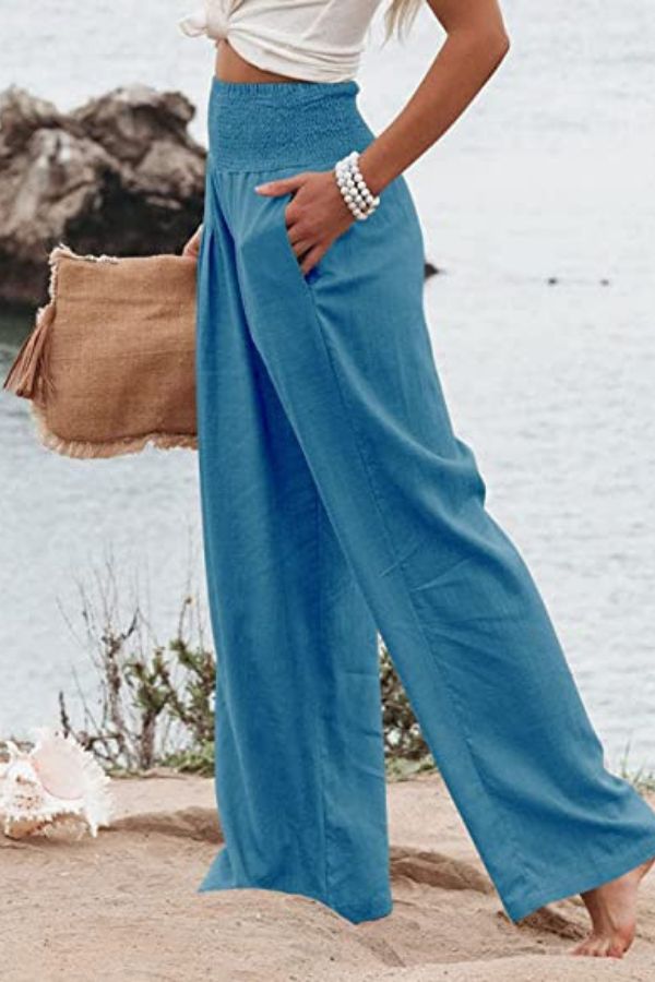 High-Waist Cotton Palazzo Trousers – Chic & Comfortable Fashion Essentials