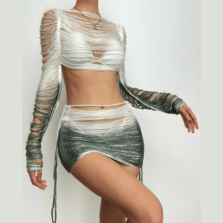 Self Tie Mini Skirt Set – Trendy & Stylish Outfit for Any Occasion