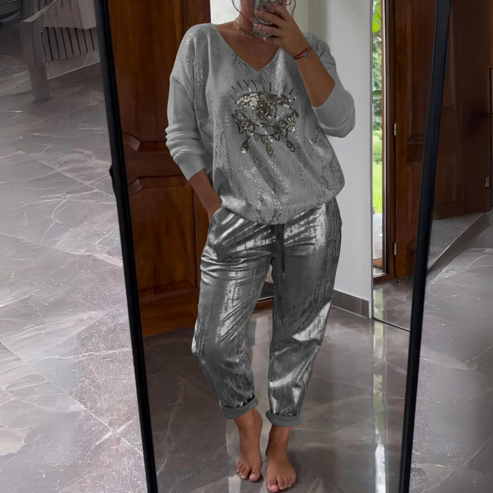 Fashionable Sequin Two-Piece Set – Trendy & Chic Ensemble
