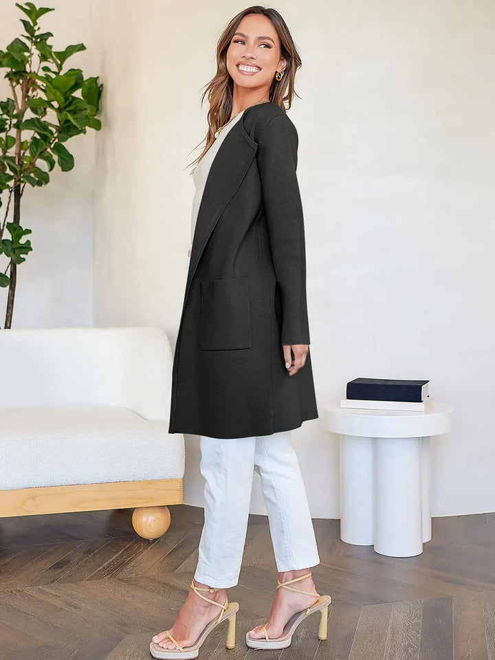Elegant Lapel Coatigan – Sophisticated Layering Piece for Chic Styles