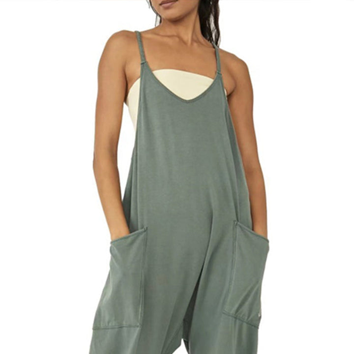 V-Neck Sling Pocket Jumpsuit – Trendy & Chic Everyday Wear