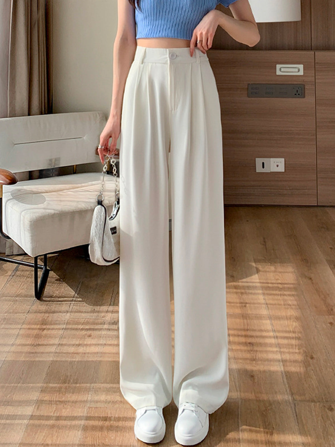 Solid Straight Wide-Leg Pants – Chic & Comfortable Fashion Essential