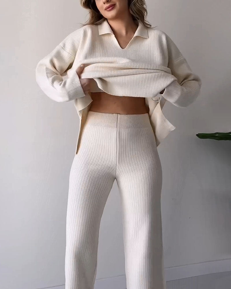 Knitted Two-Piece Set – Trendy & Comfortable Fashion Ensemble