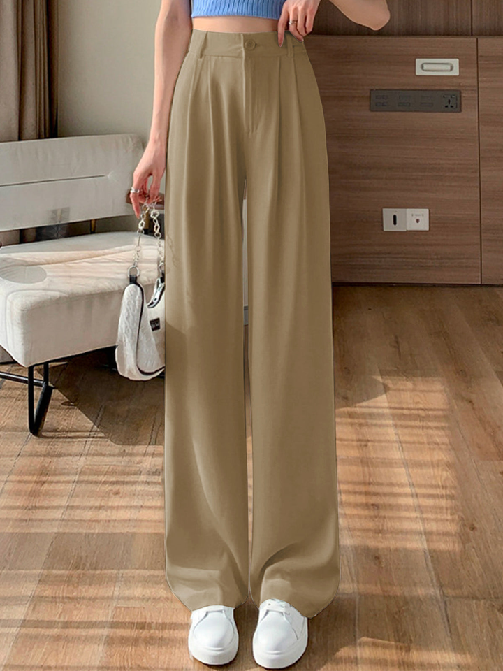 Solid Straight Wide-Leg Pants – Chic & Comfortable Fashion Essential