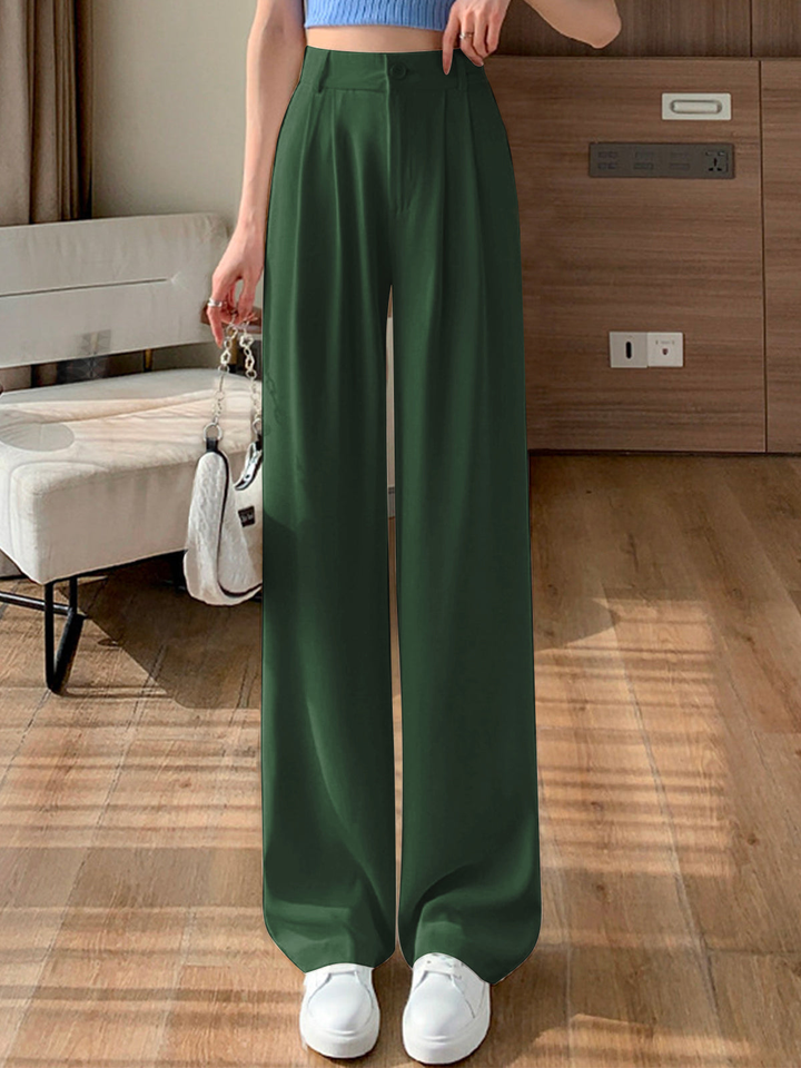 Solid Straight Wide-Leg Pants – Chic & Comfortable Fashion Essential