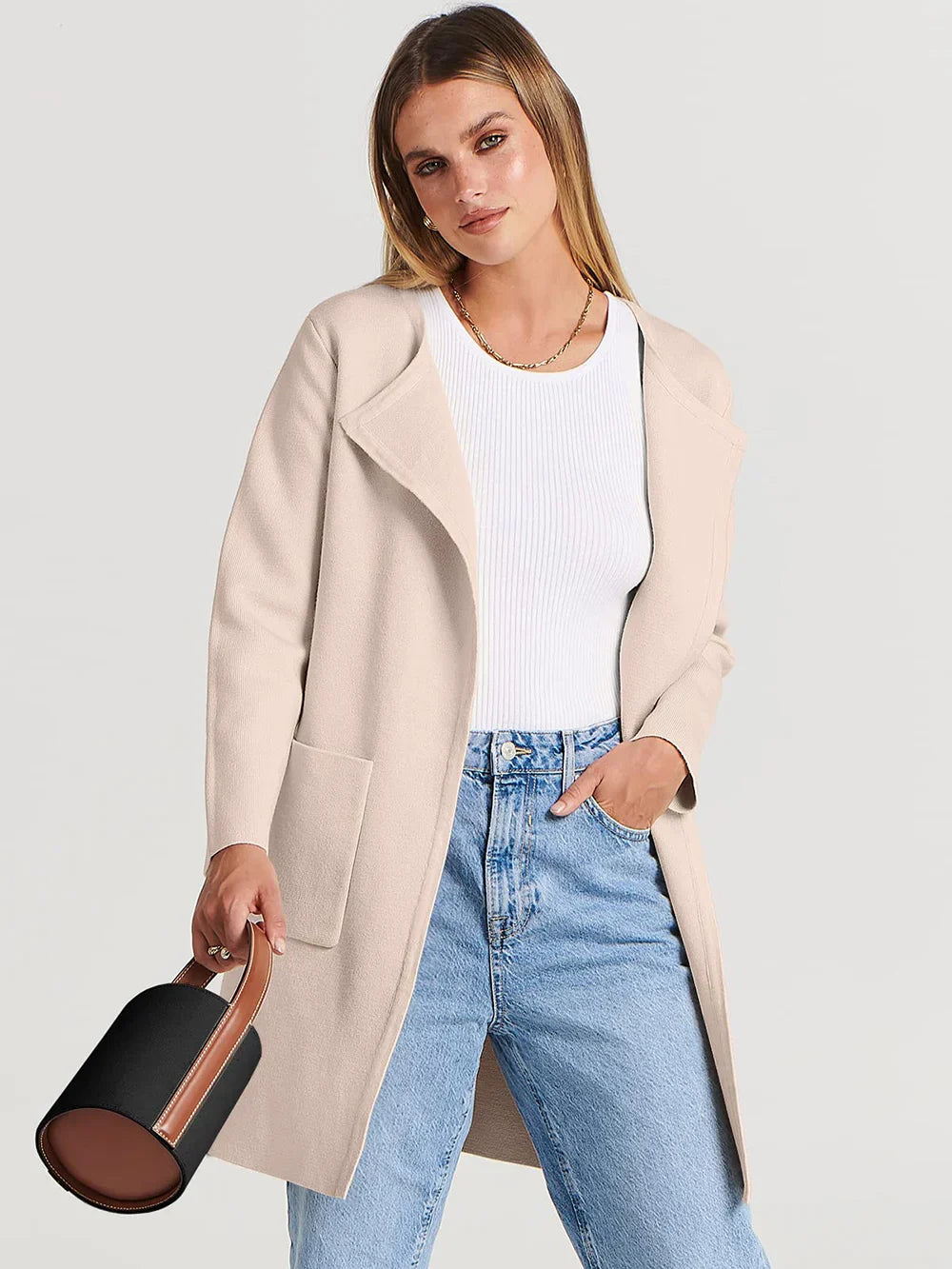 Elegant Lapel Coatigan – Sophisticated Layering Piece for Chic Styles