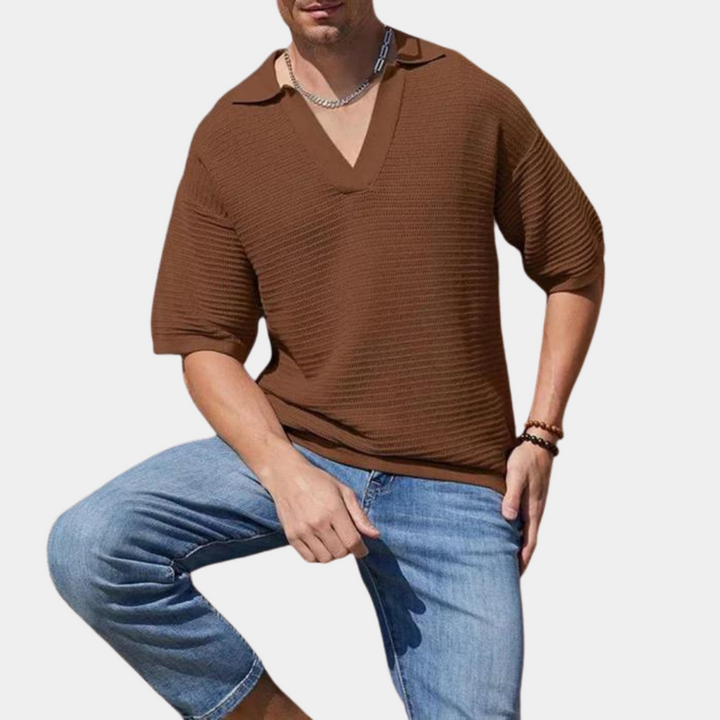Stylish Men's Summer T-Shirt – Elegant V-Neckline for Trendy Warm Weather Wear