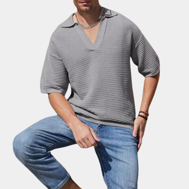 Stylish Men's Summer T-Shirt – Elegant V-Neckline for Trendy Warm Weather Wear