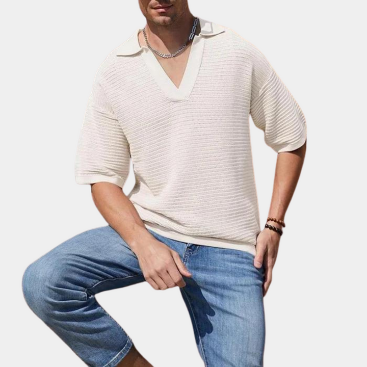 Stylish Men's Summer T-Shirt – Elegant V-Neckline for Trendy Warm Weather Wear