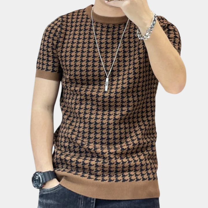 Stylish Men's Houndstooth Shirt – Trendy & Sophisticated Fashion Statement