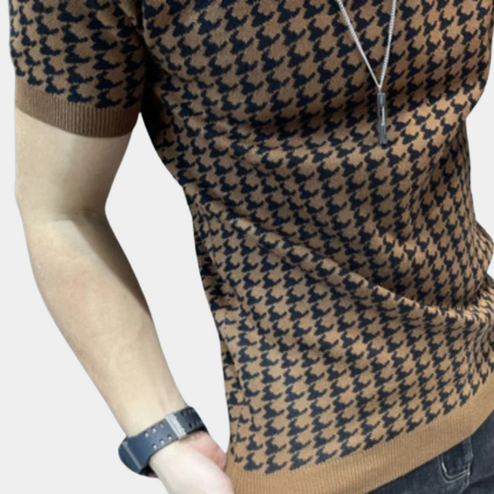 Stylish Men's Houndstooth Shirt – Trendy & Sophisticated Fashion Statement