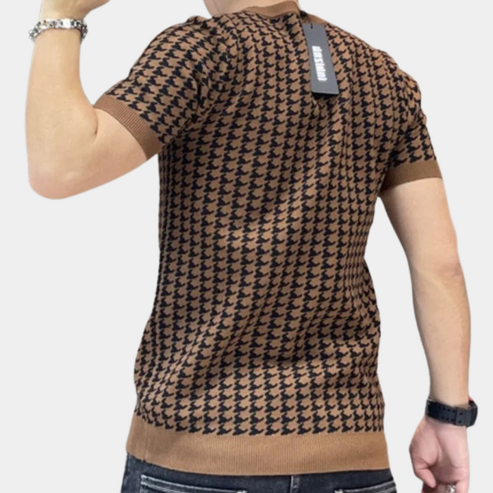 Stylish Men's Houndstooth Shirt – Trendy & Sophisticated Fashion Statement