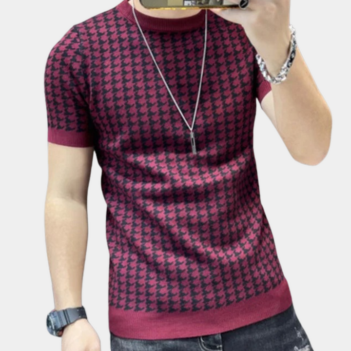 Stylish Men's Houndstooth Shirt – Trendy & Sophisticated Fashion Statement
