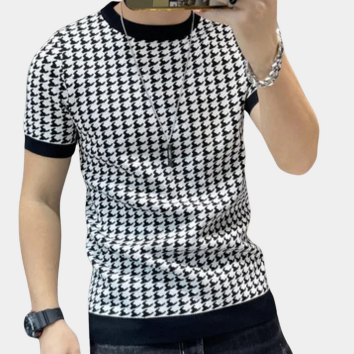 Stylish Men's Houndstooth Shirt – Trendy & Sophisticated Fashion Statement