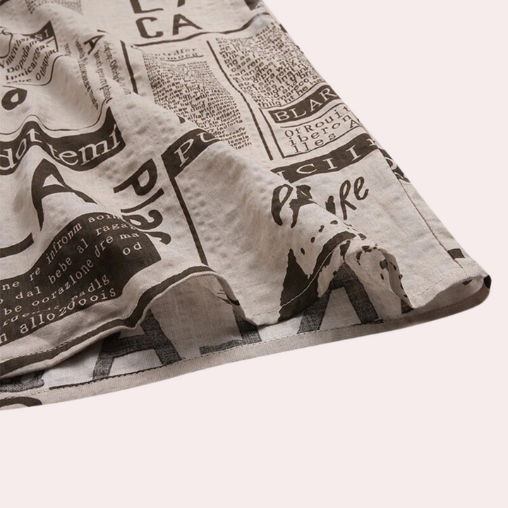 Trendy Men's Shirt – Unique Newspaper Print for a Stylish Look