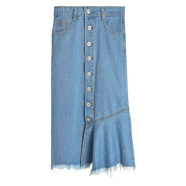 Denim Mid-Skirt – Trendy & Chic Everyday Staple