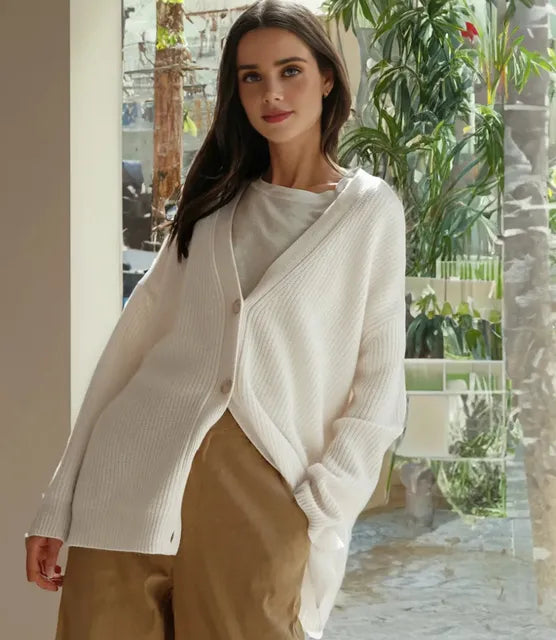 V-Neck Cashmere Cardigan – Elegant & Sophisticated Layering Essential