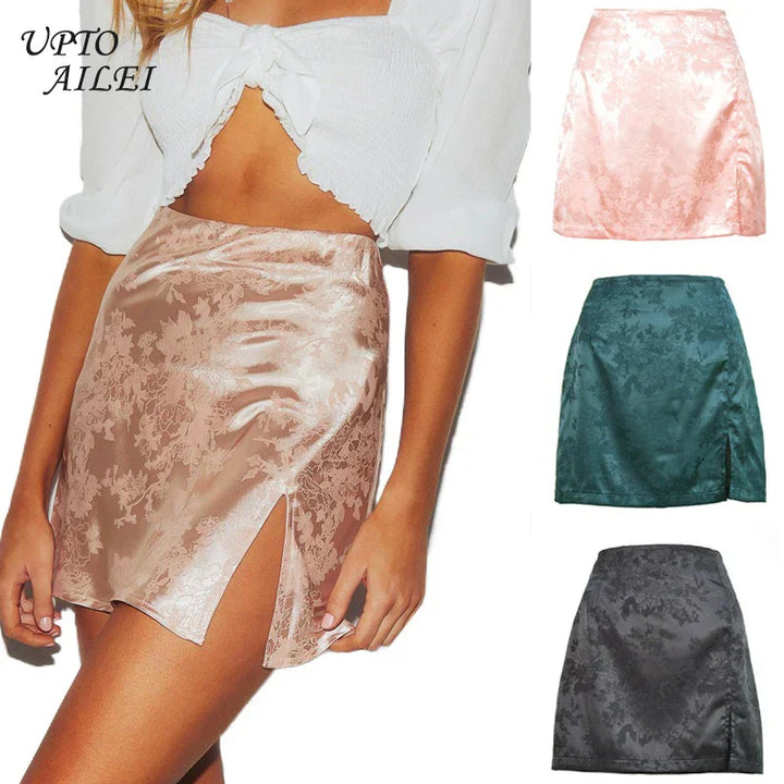 Floral Satin Mini Skirt – Trendy & Chic Statement Piece