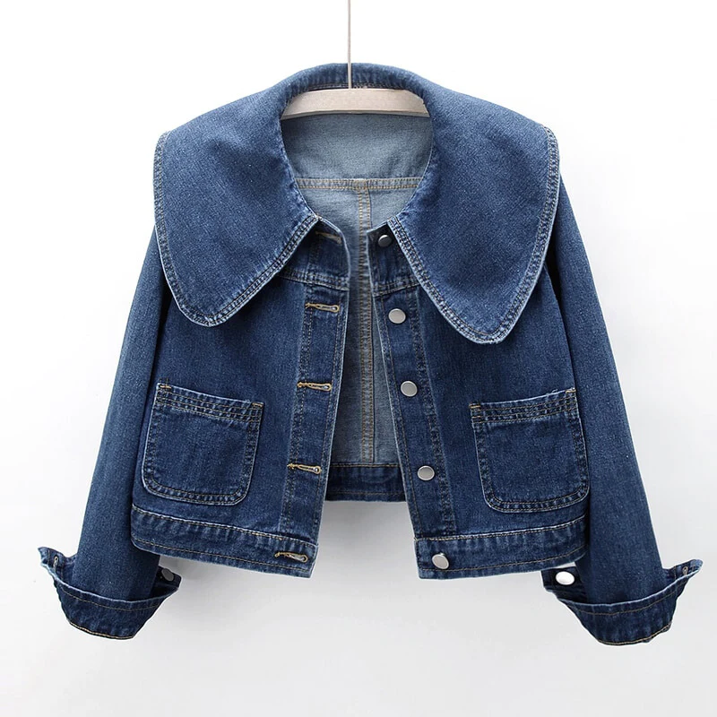 Oversized Collar Denim Jacket – Trendy & Chic Outerwear for Effortless Style