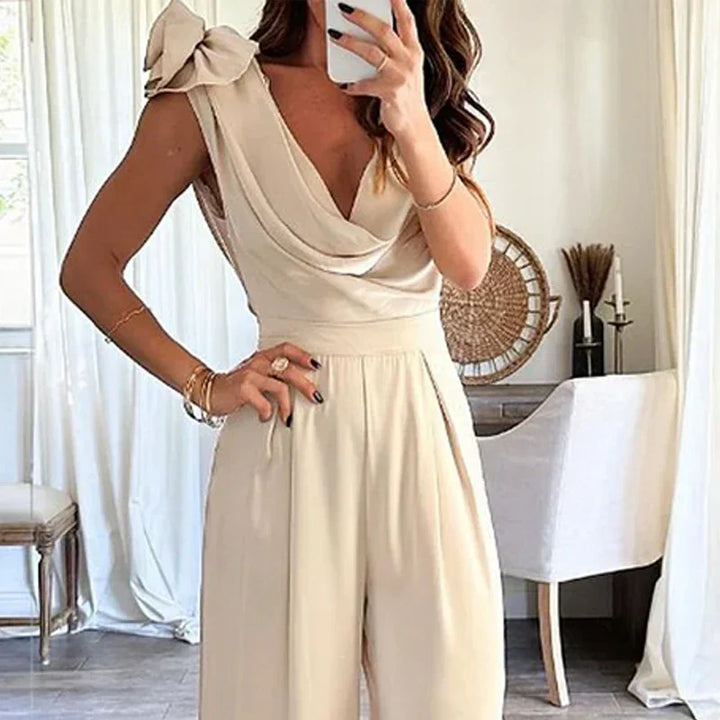 Cascading Neckline Jumpsuit – Trendy & Sophisticated Fashion Statement
