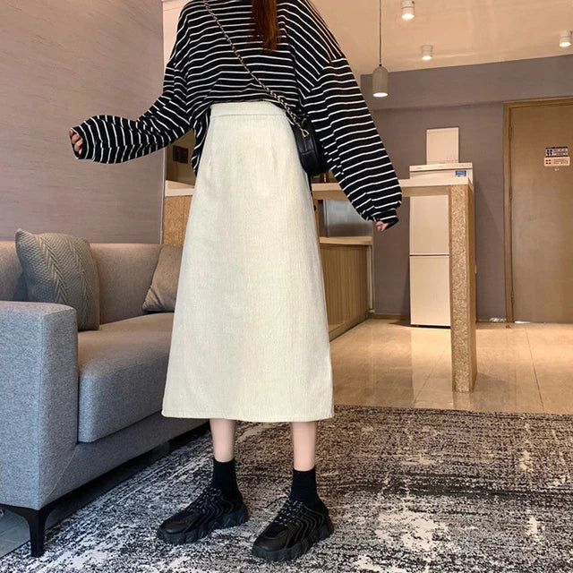 Corduroy Long Skirts – Trendy & Comfortable Everyday Fashion