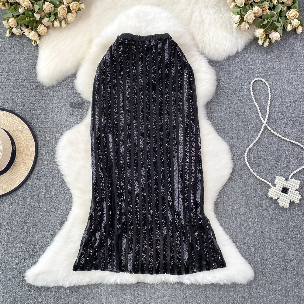Metallic Sequins Skirt – Trendy & Chic Evening Wear