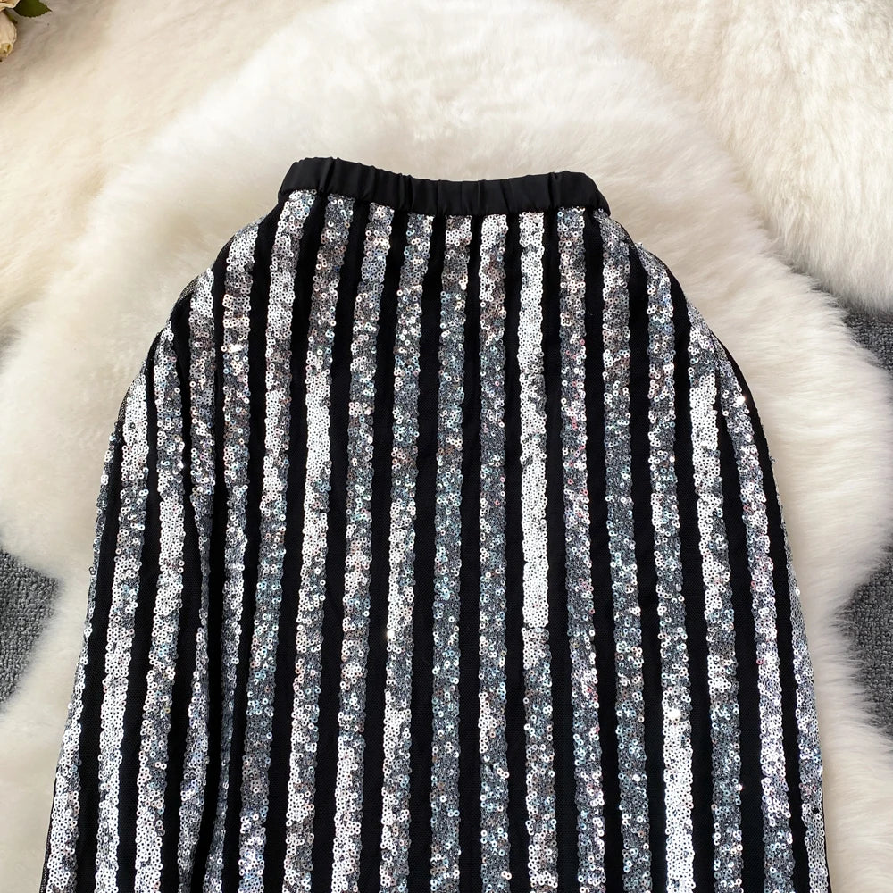 Metallic Sequins Skirt – Trendy & Chic Evening Wear