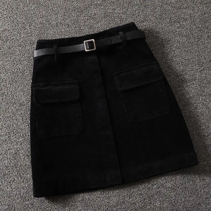 Mini Skirt In Ribbed Velvet Pocket – Trendy & Stylish Fashion Statement