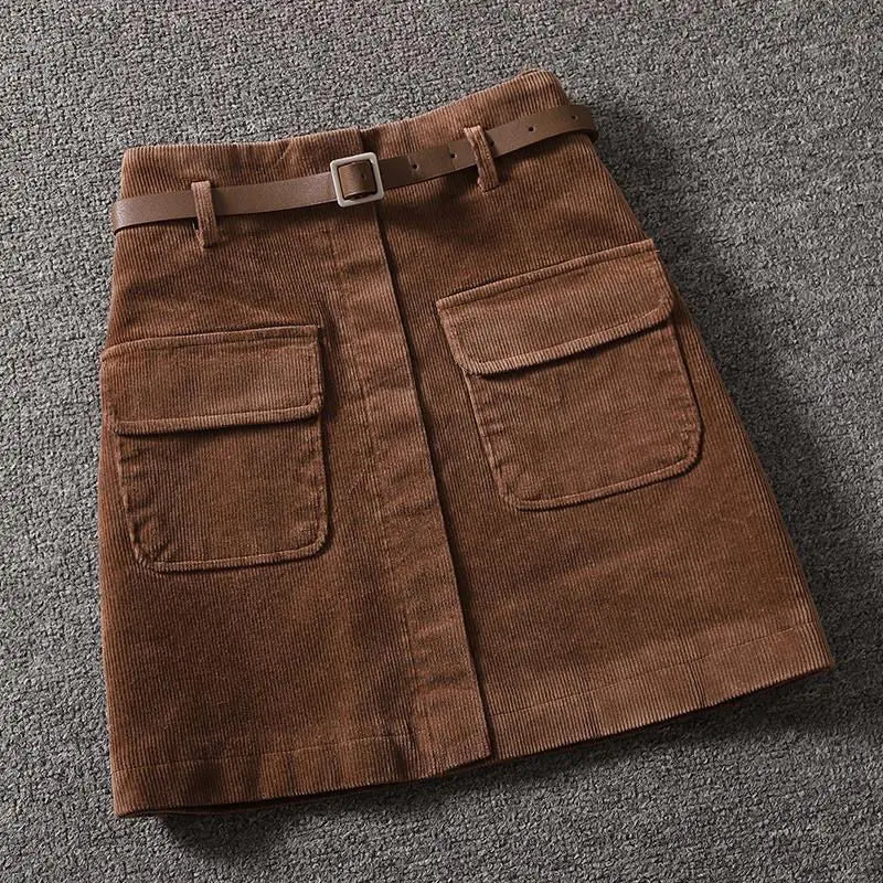Mini Skirt In Ribbed Velvet Pocket – Trendy & Stylish Fashion Statement