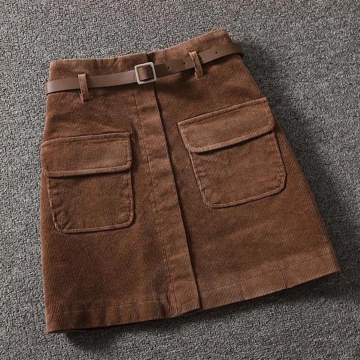 Mini Skirt In Ribbed Velvet Pocket – Trendy & Stylish Fashion Statement