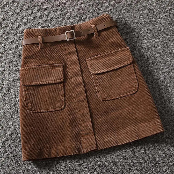 Mini Skirt In Ribbed Velvet Pocket – Trendy & Stylish Fashion Statement