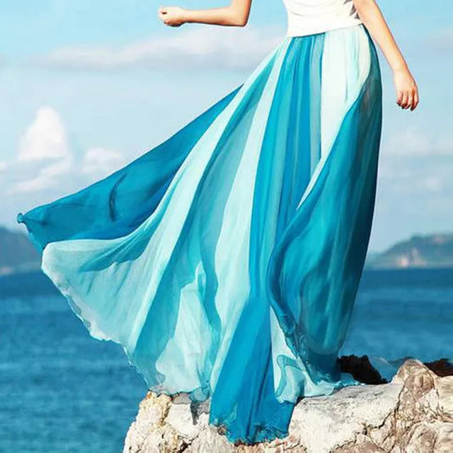 Chiffon Flowing Colour Skirt – Trendy & Elegant Style Statement