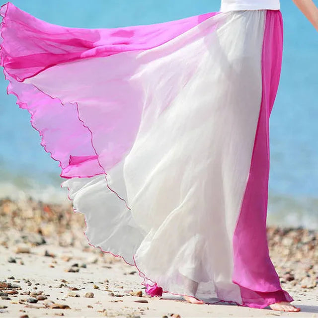 Chiffon Flowing Colour Skirt – Trendy & Elegant Style Statement