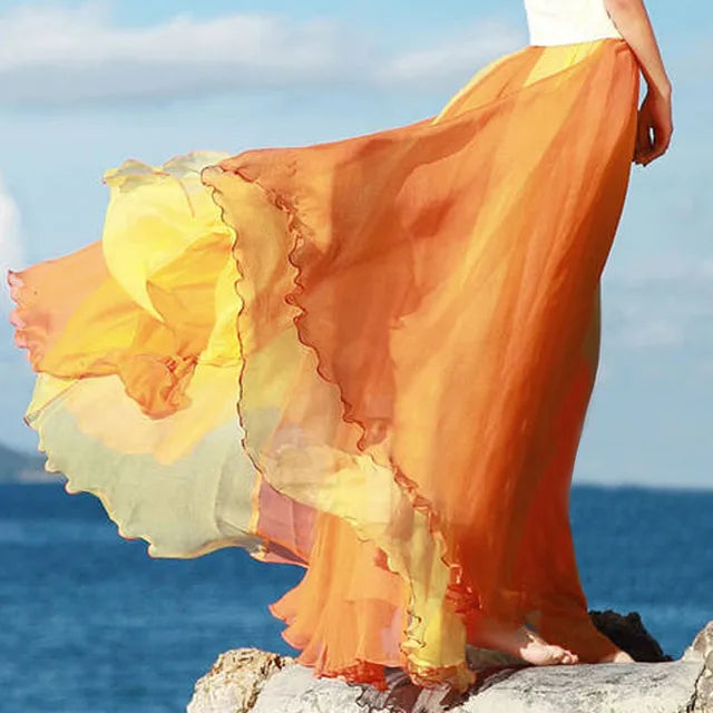 Chiffon Flowing Colour Skirt – Trendy & Elegant Style Statement