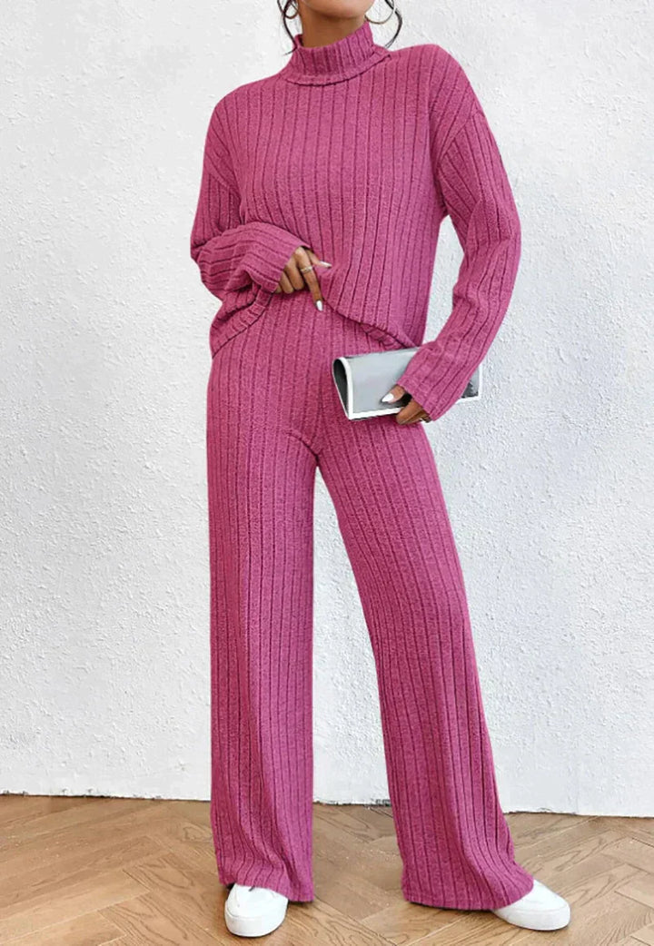 Knitted Trousers and Turtleneck Set – Trendy & Comfortable Elevated Look
