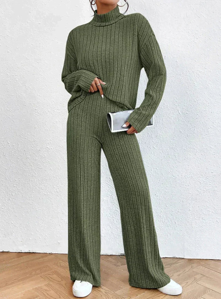 Knitted Trousers and Turtleneck Set – Trendy & Comfortable Elevated Look