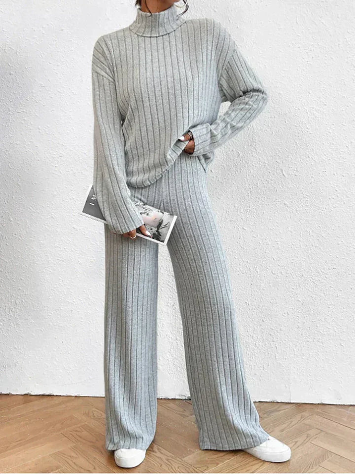 Knitted Trousers and Turtleneck Set – Trendy & Comfortable Elevated Look