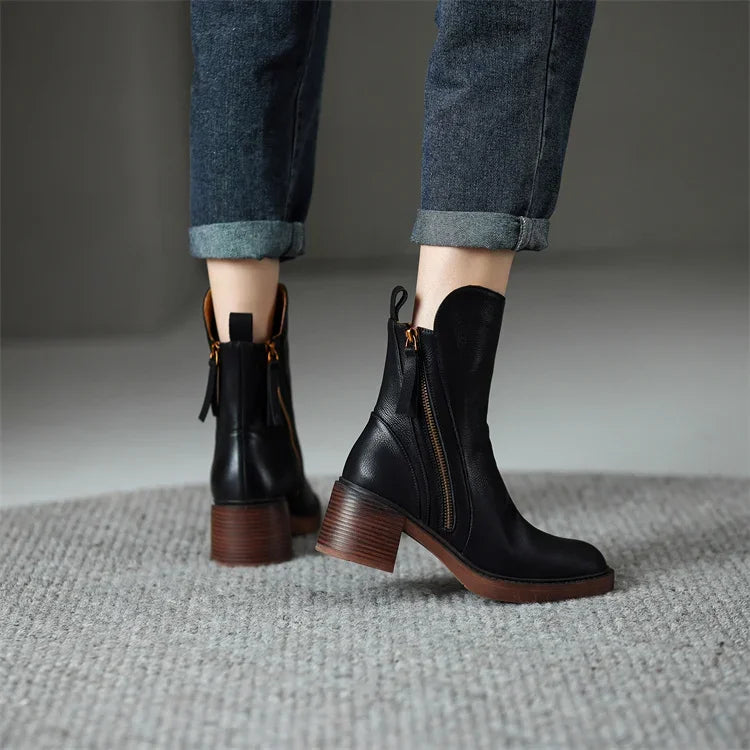Premium Leather Ankle Boots – Chic and Sophisticated Footwear