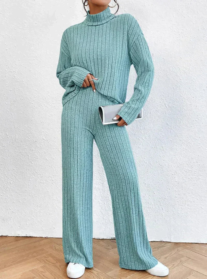 Knitted Trousers and Turtleneck Set – Trendy & Comfortable Elevated Look