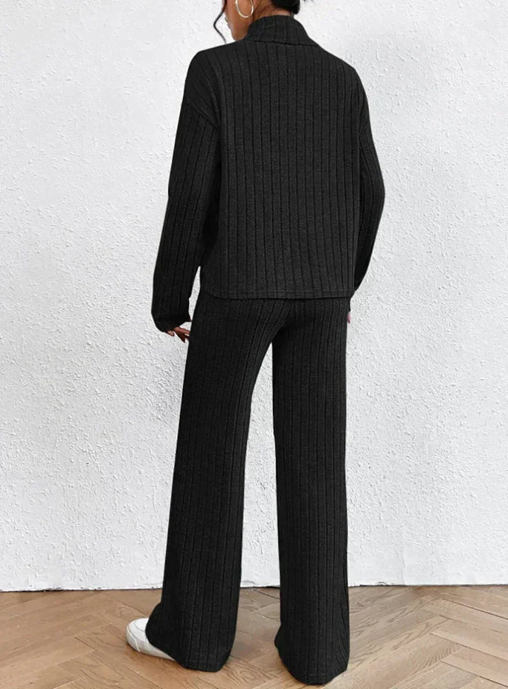 Knitted Trousers and Turtleneck Set – Trendy & Comfortable Elevated Look